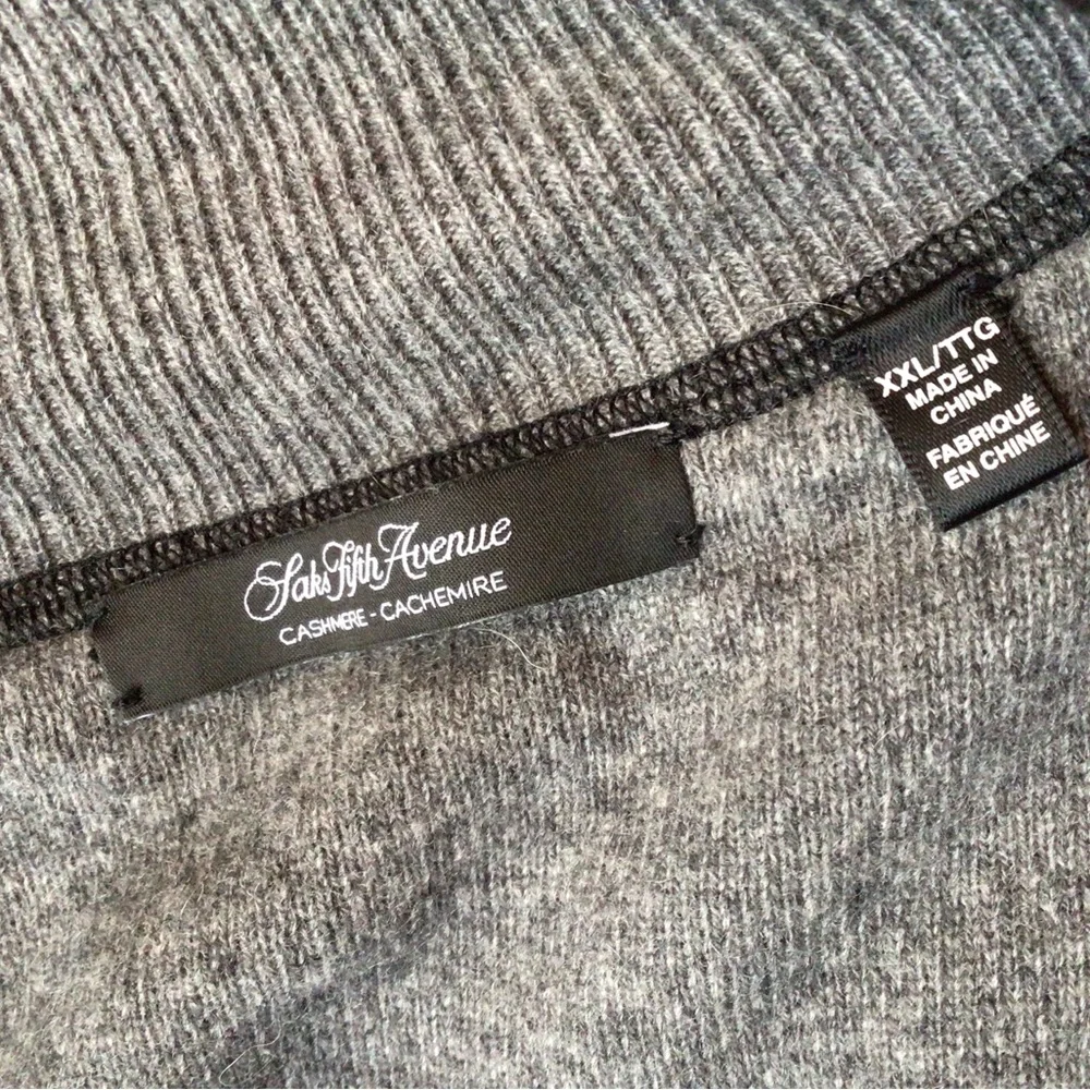 Saks Fifth Avenue Quarter Zip Cashmere Sweater, Black XXL - Picture 5 of 6